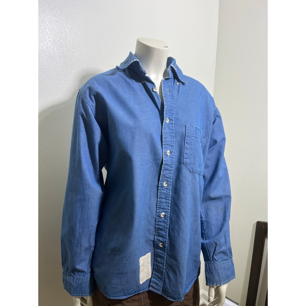 Bulwark Excel FR Blue Flame Resistant Work Shirt Mens Small Distressed Utility - Picture 7 of 7